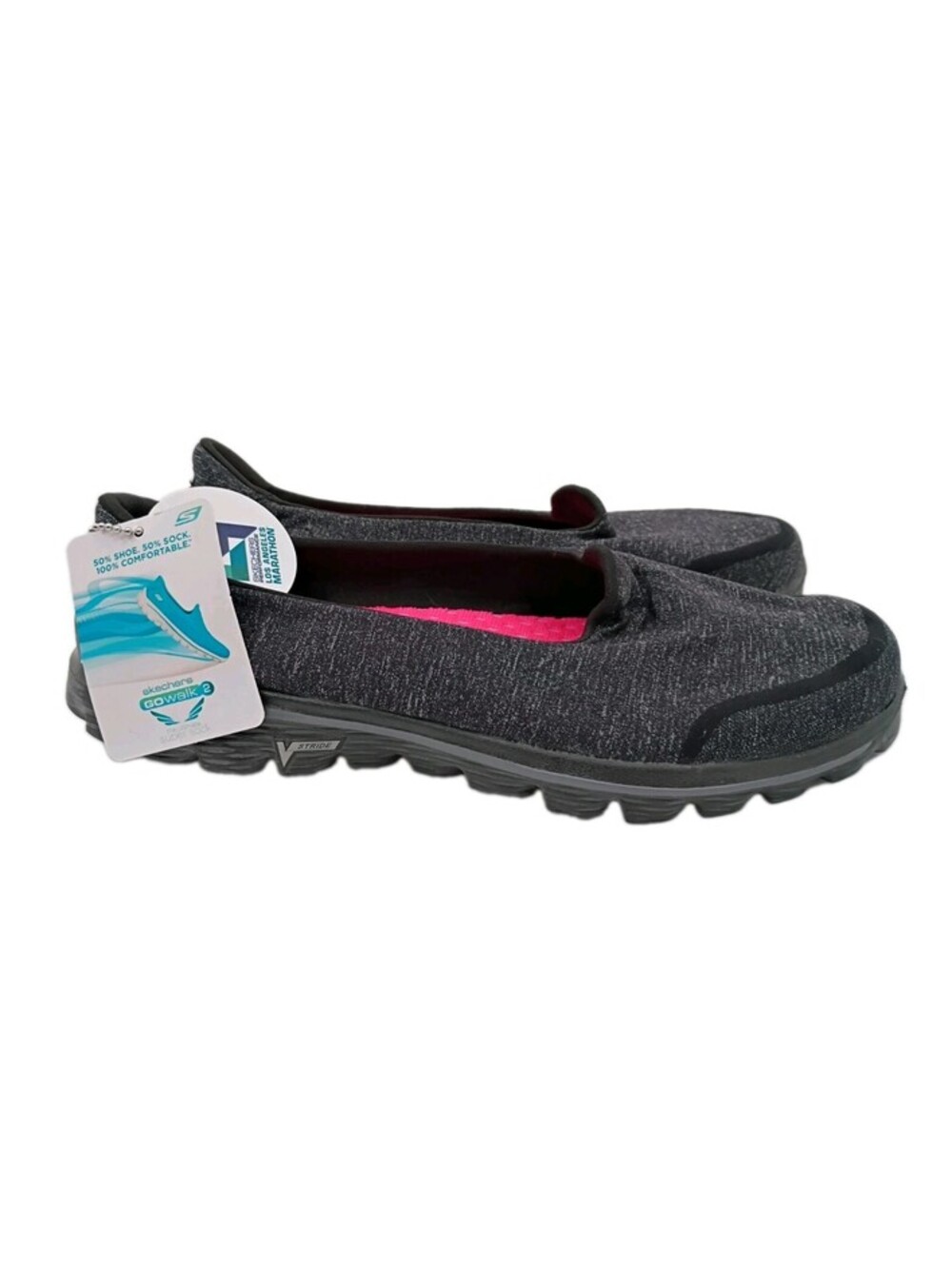 Skechers Performance GoWalk 3 Shoes Women's 8.5 Unfold Black Gray Slip On